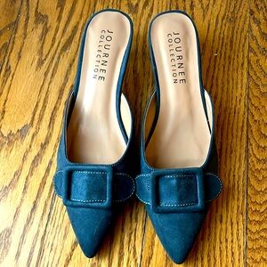 Blue Kitten Heel Mules
